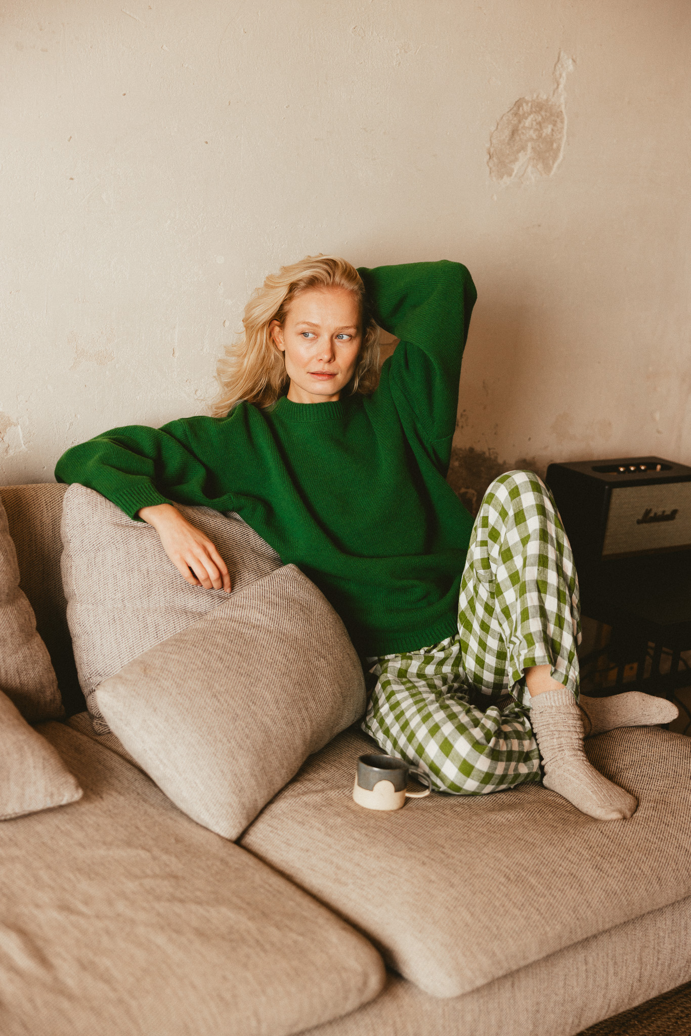 PÓŁNOC sweter z kaszmirem fresh leaf