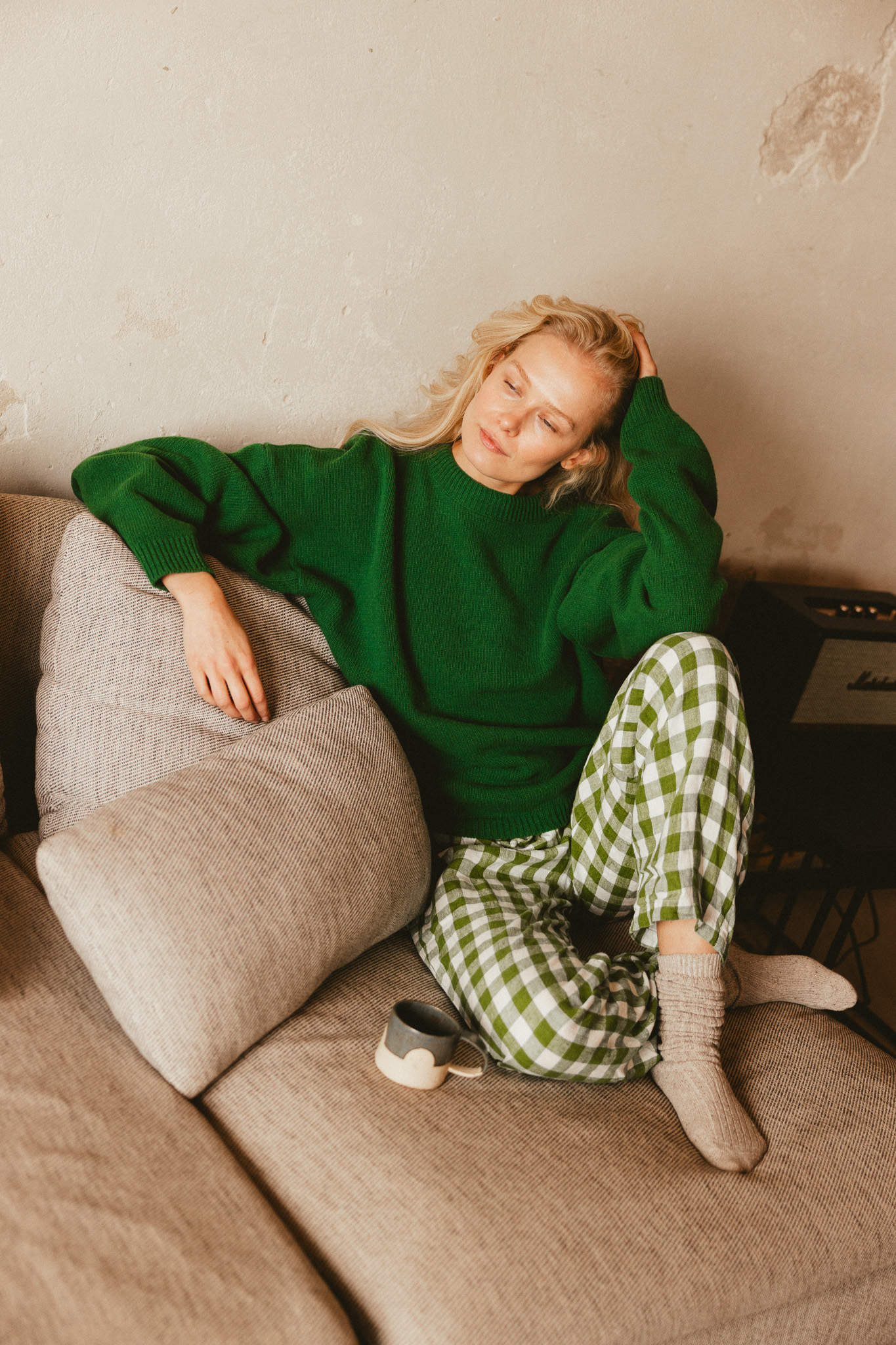 PÓŁNOC sweter z kaszmirem fresh leaf