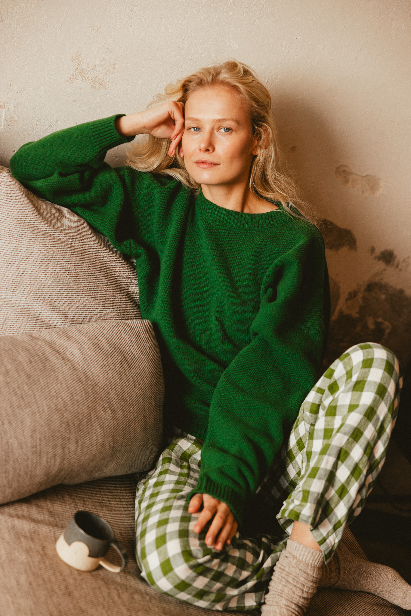 PÓŁNOC sweter z kaszmirem fresh leaf