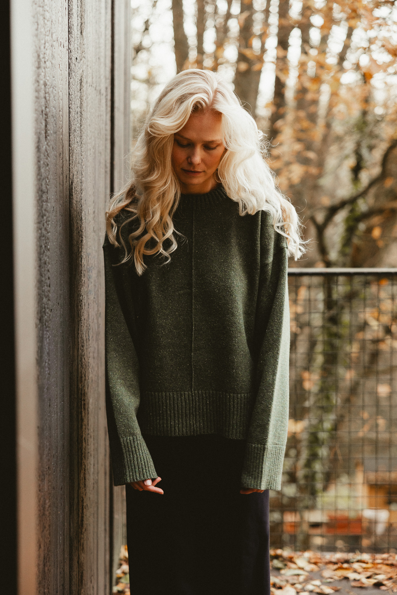 SILK&STORM sweter z jedwabiem woodland mist