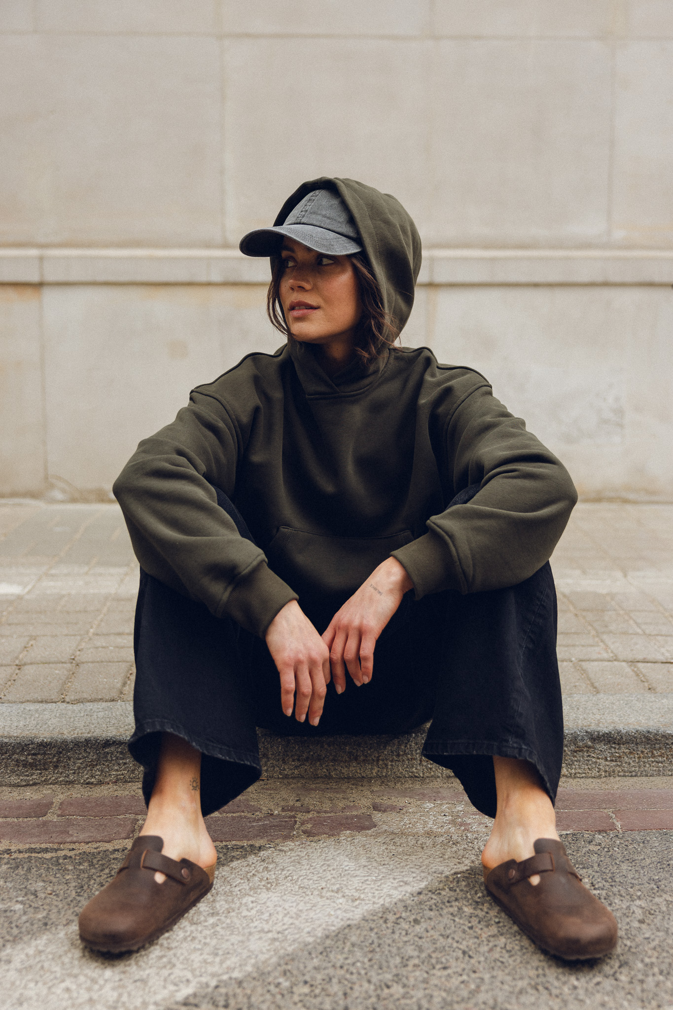 BACK HOME bluza z kapturem khaki